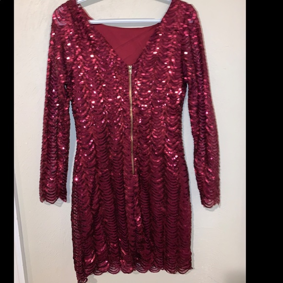All Sequence Red Long Sleeve Dress - Picture 5 of 5